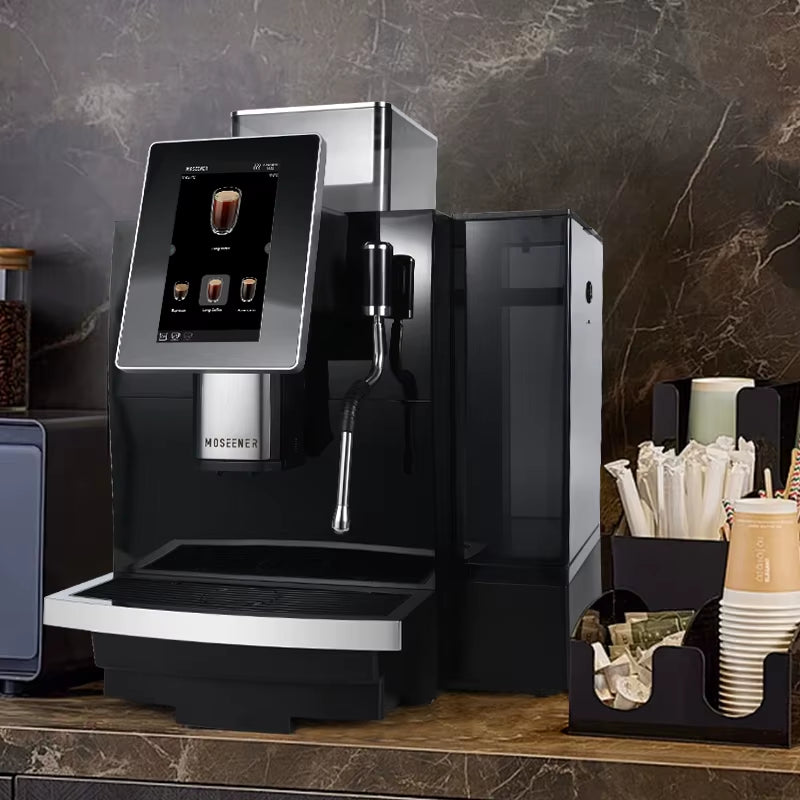 Moseener Super One-Touch Electric Espresso Coffee Maker Fully Automatic Commercial Grade for Household Use Portable US Plug For