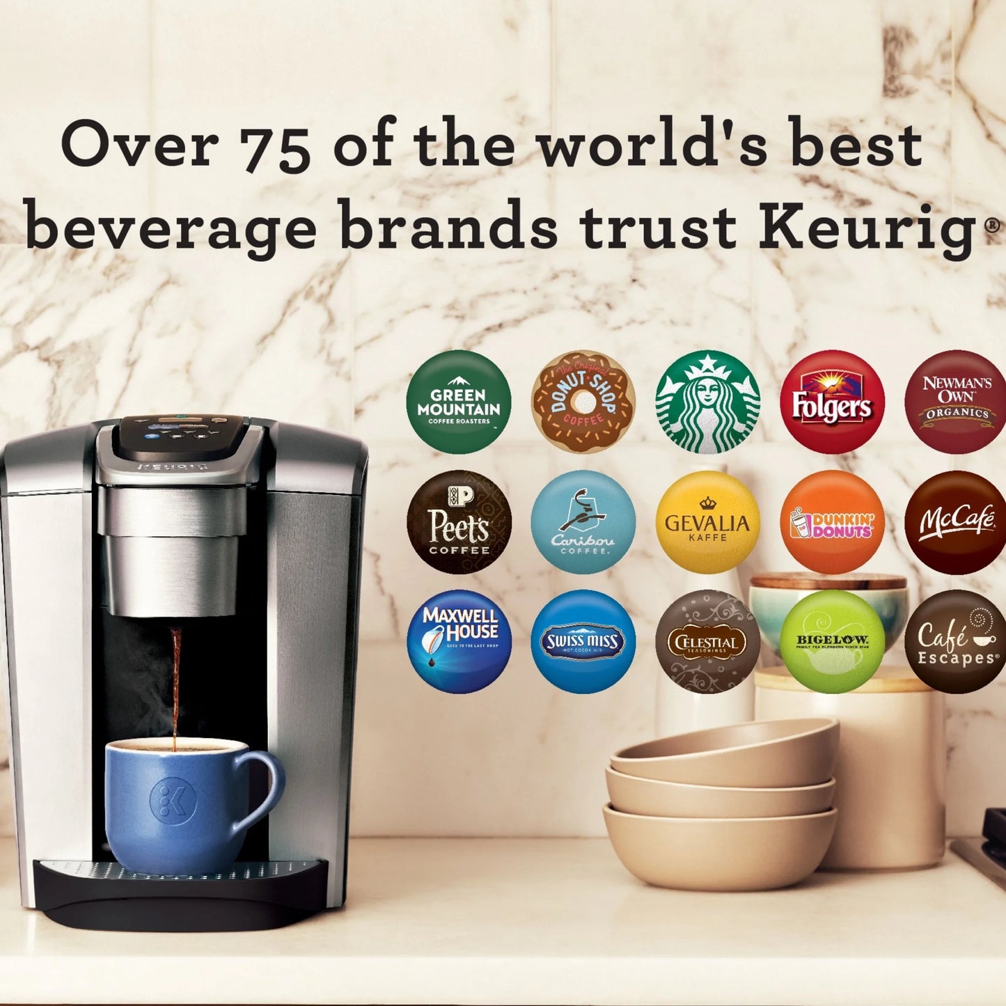 (2 Pack) K-Elite Single-Serve K-Cup Pod Coffee Maker, Brushed Silver