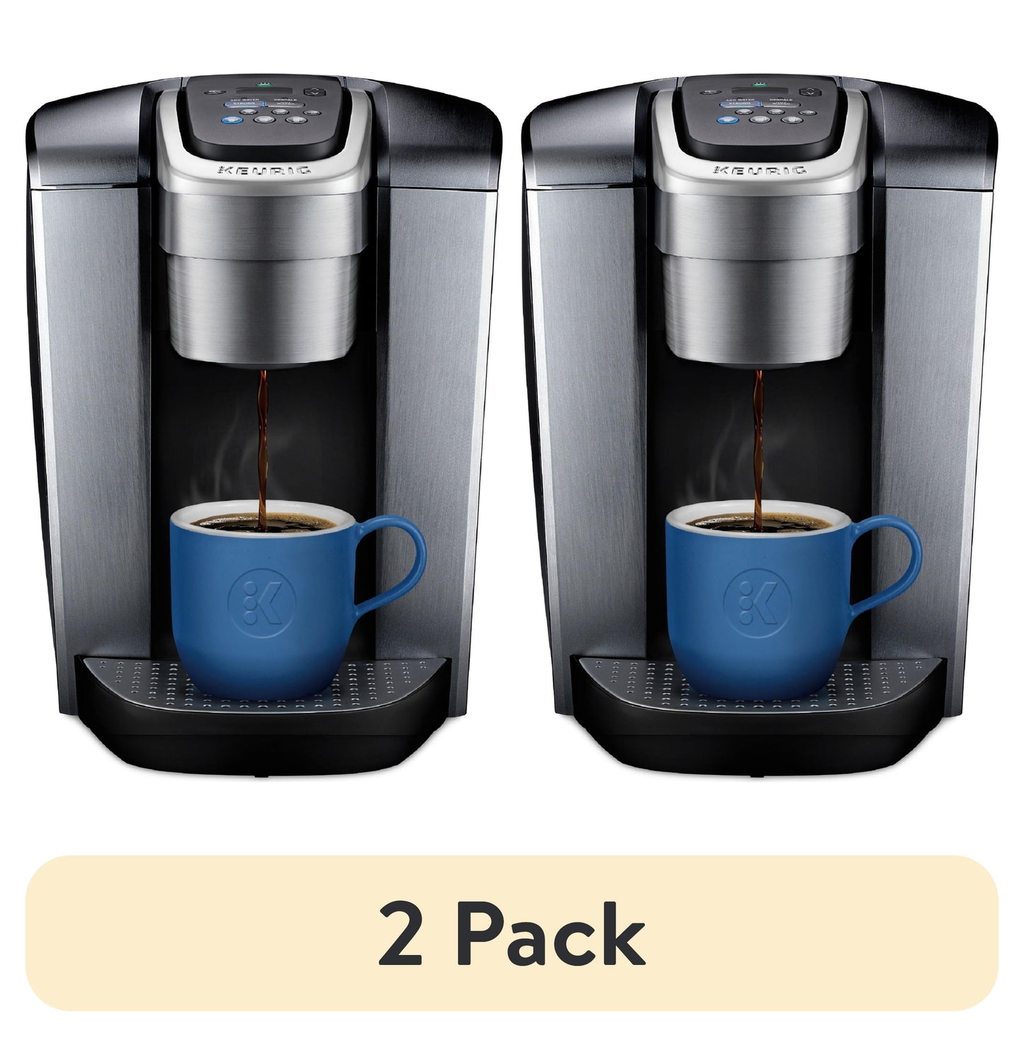 (2 Pack) K-Elite Single-Serve K-Cup Pod Coffee Maker, Brushed Silver