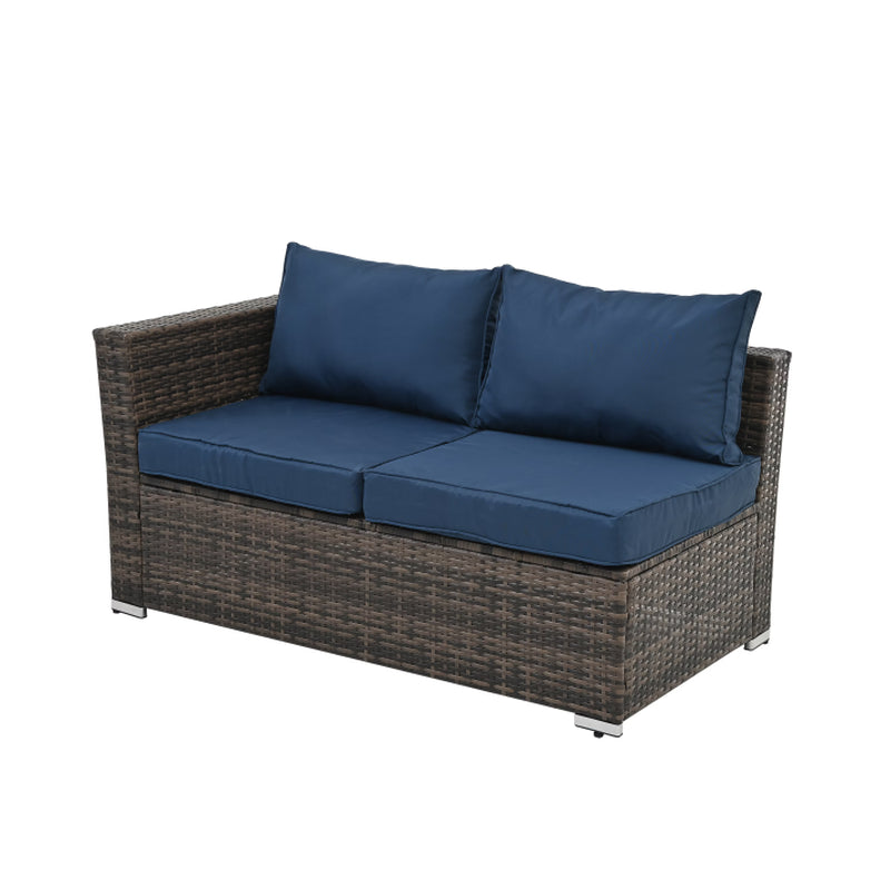 Patio Furniture, Outdoor Furniture, Seasonal PE Wicker Furniture, 4 Set Wicker Furniture with Tempered Glass Coffee Table