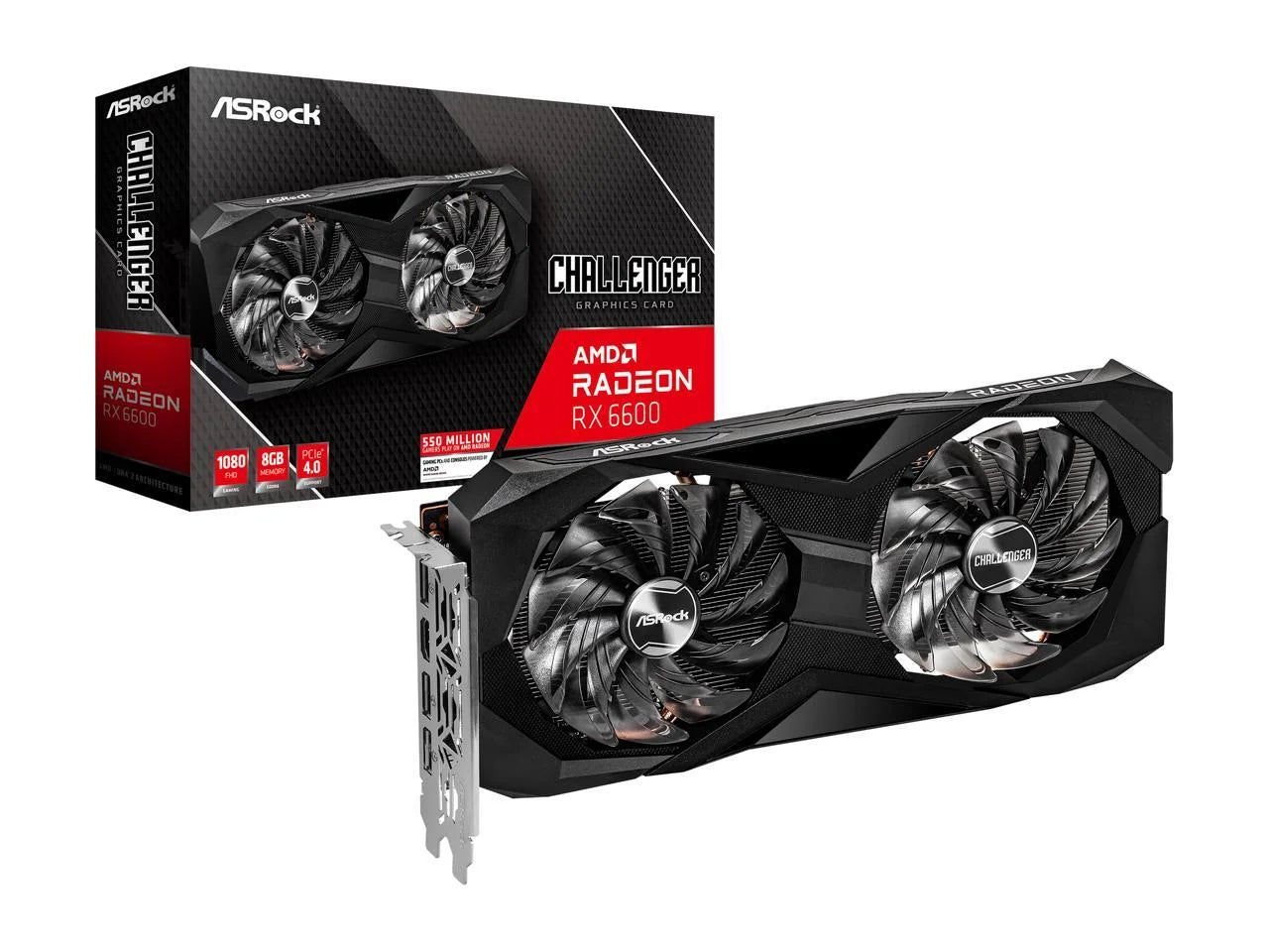 Radeon RX 6600 Challenger D 8GB GDDR6 PCI Express 4.0 Graphics Card RX6600 CLD 8G