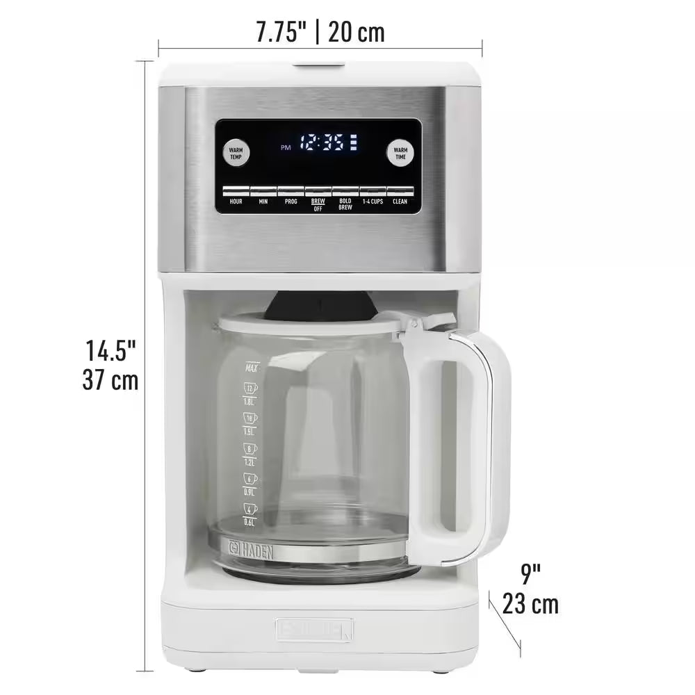 Generous Brew 14-Cup Ivory/Chrome Drip Coffee Maker with Adjustable Keep Warm and Anti-Drip Functions