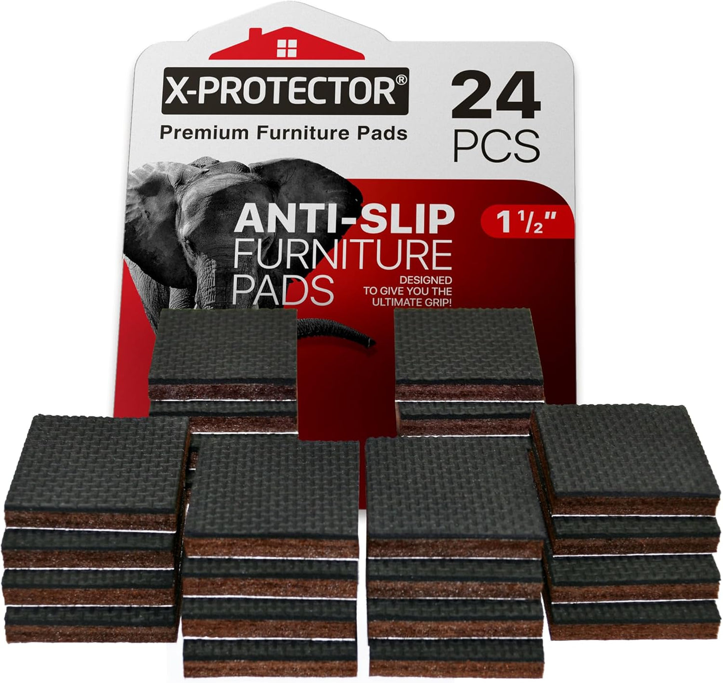 Non Slip Furniture Pads – 24 Premium Furniture Grippers 1 1/2"! Best Selfadhesive Rubber Feet Furniture Feet – Ideal Non Skid Furniture Pad Floor Protectors – Keep Furniture in Place!