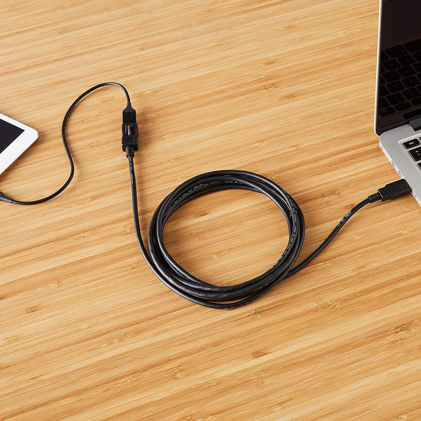 USB-A 2.0 Extension Cable, for Printer, Mouse or Keyboard, Male to Female, 480Mbps Transfer Speed, 6.5 Foot, Black