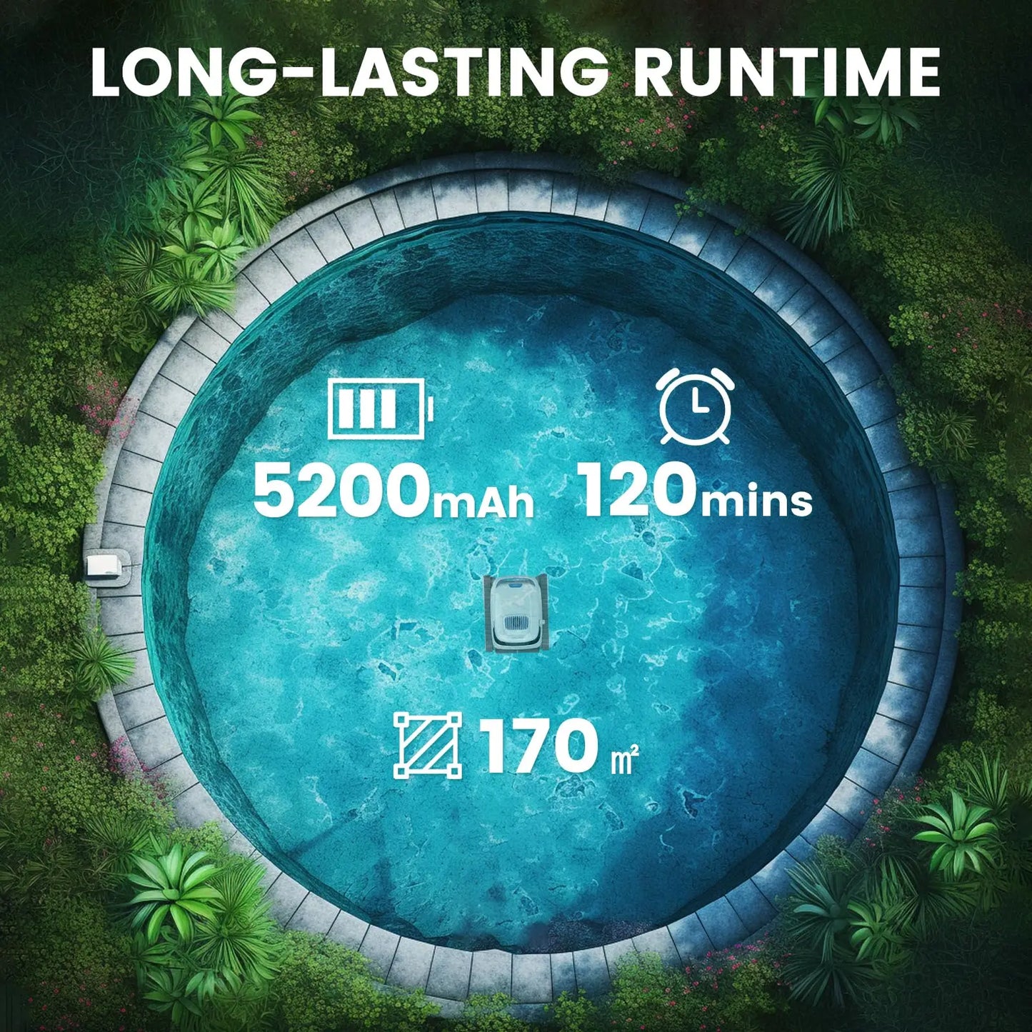 Pool Vacuum for Inground Pools, Smart Navigation Pool Cleaner Robot, Wall Climbing Pool Cleaner,120 Min Run Time