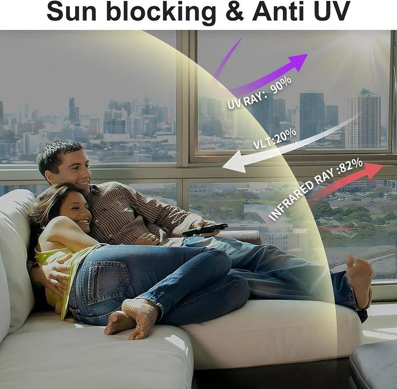 Daytime Privacy Window Film- One Way Mirror, Anti-Uv & Heat Control for Home and Óffice, Static Cling Easy Install,Uv Sun Blocking, Black,17.5 Inch X6.5 Feet