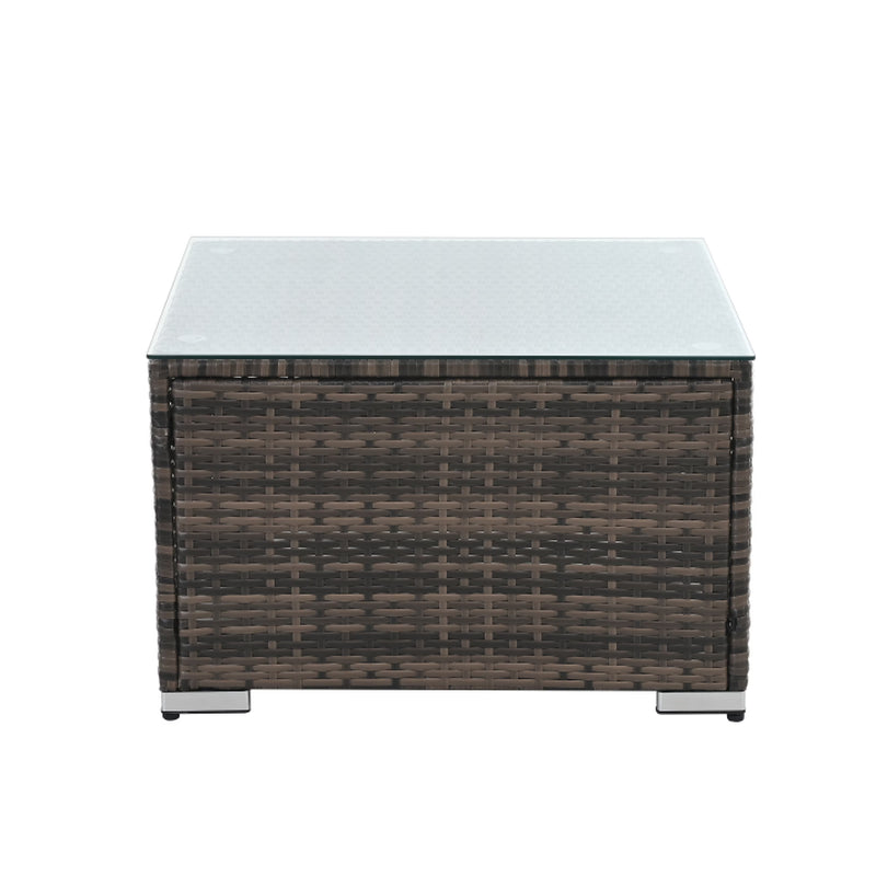 Patio Furniture, Outdoor Furniture, Seasonal PE Wicker Furniture, 4 Set Wicker Furniture with Tempered Glass Coffee Table