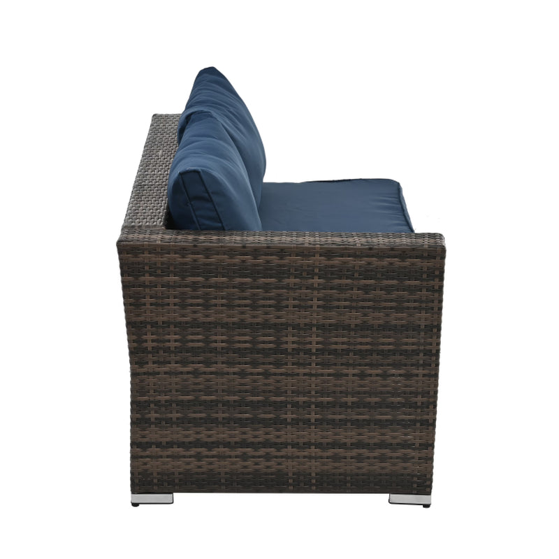 Patio Furniture, Outdoor Furniture, Seasonal PE Wicker Furniture, 4 Set Wicker Furniture with Tempered Glass Coffee Table