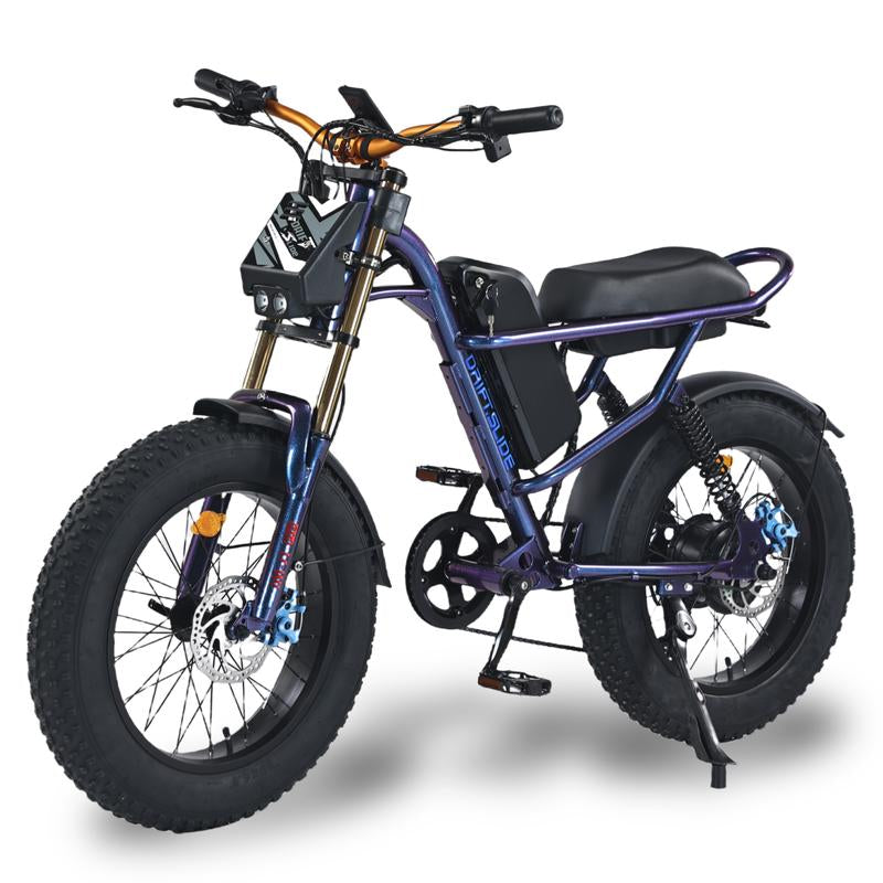 DRIFT.SLIDE 1500W Peak Power Electric Bike for Adults, 28 MPH 60 Miles Electric Moped Style Bike, 48V 20.8 Ah UL 2849 Removable Battery, 7 Speed 20" All Terrain Fat Tire Ebike (J1 Pro) Bicycle Light