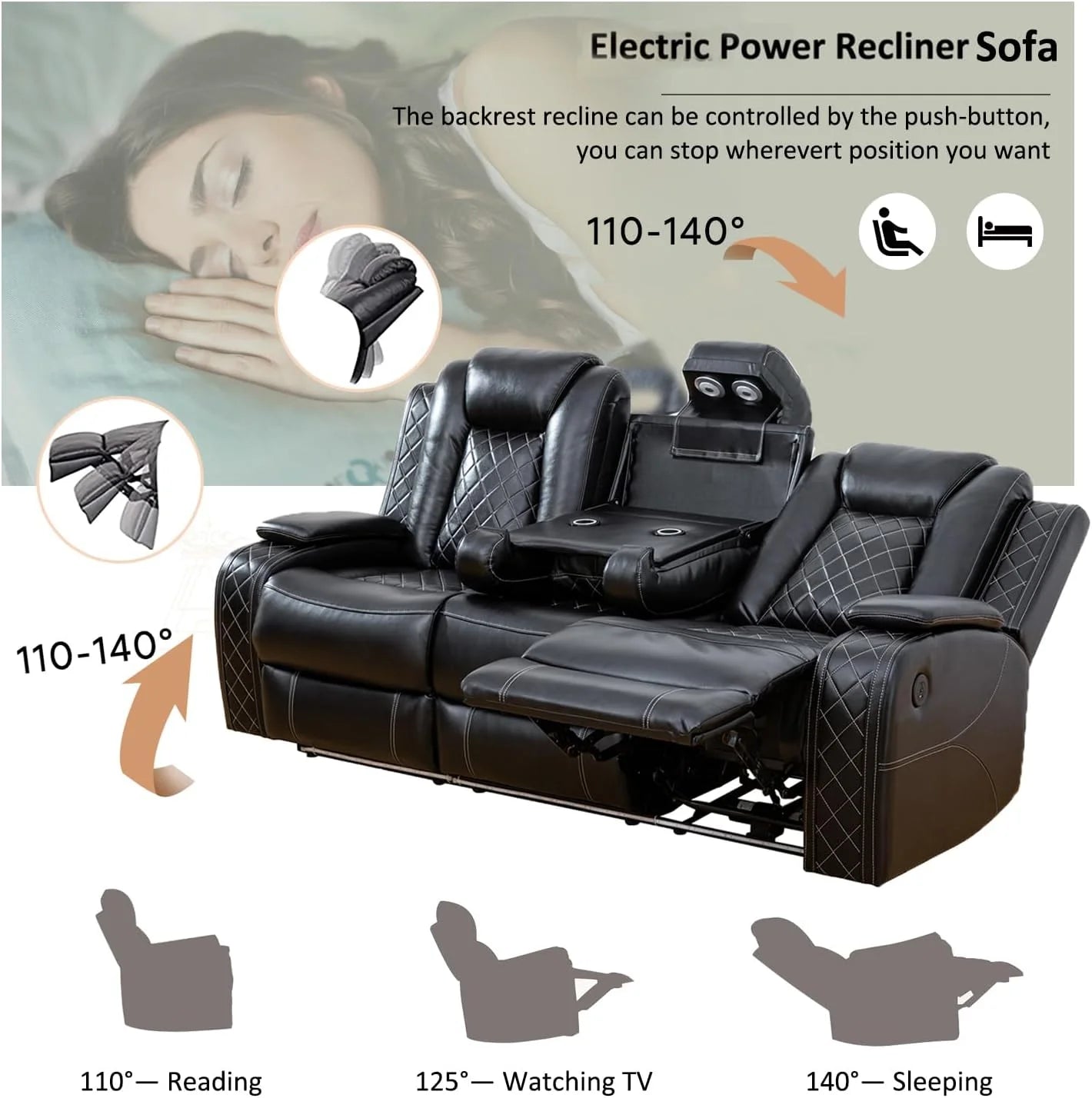 Breathable Leather Power Electric Recliner Chair