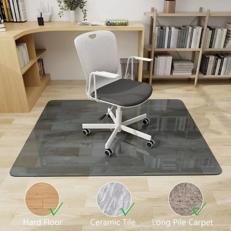 Office Chair Mat, 46" X 55" Tempered Glass Floor Mat for Office Chair on Carpet, 1/5" Thick Computer Floor Mat