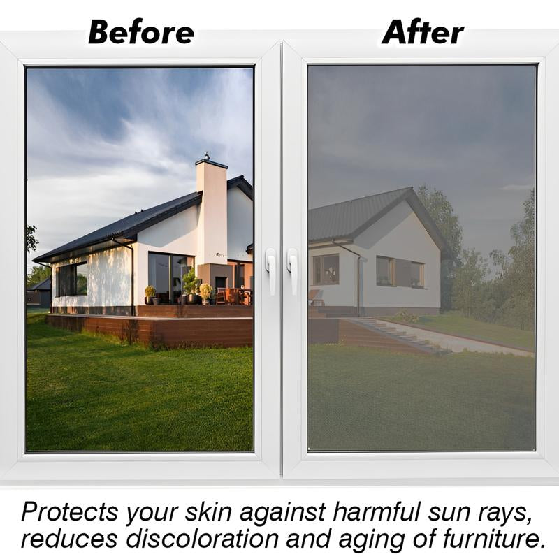 Daytime Privacy Window Film- One Way Mirror, Anti-Uv & Heat Control for Home and Óffice, Static Cling Easy Install,Uv Sun Blocking, Black,17.5 Inch X6.5 Feet