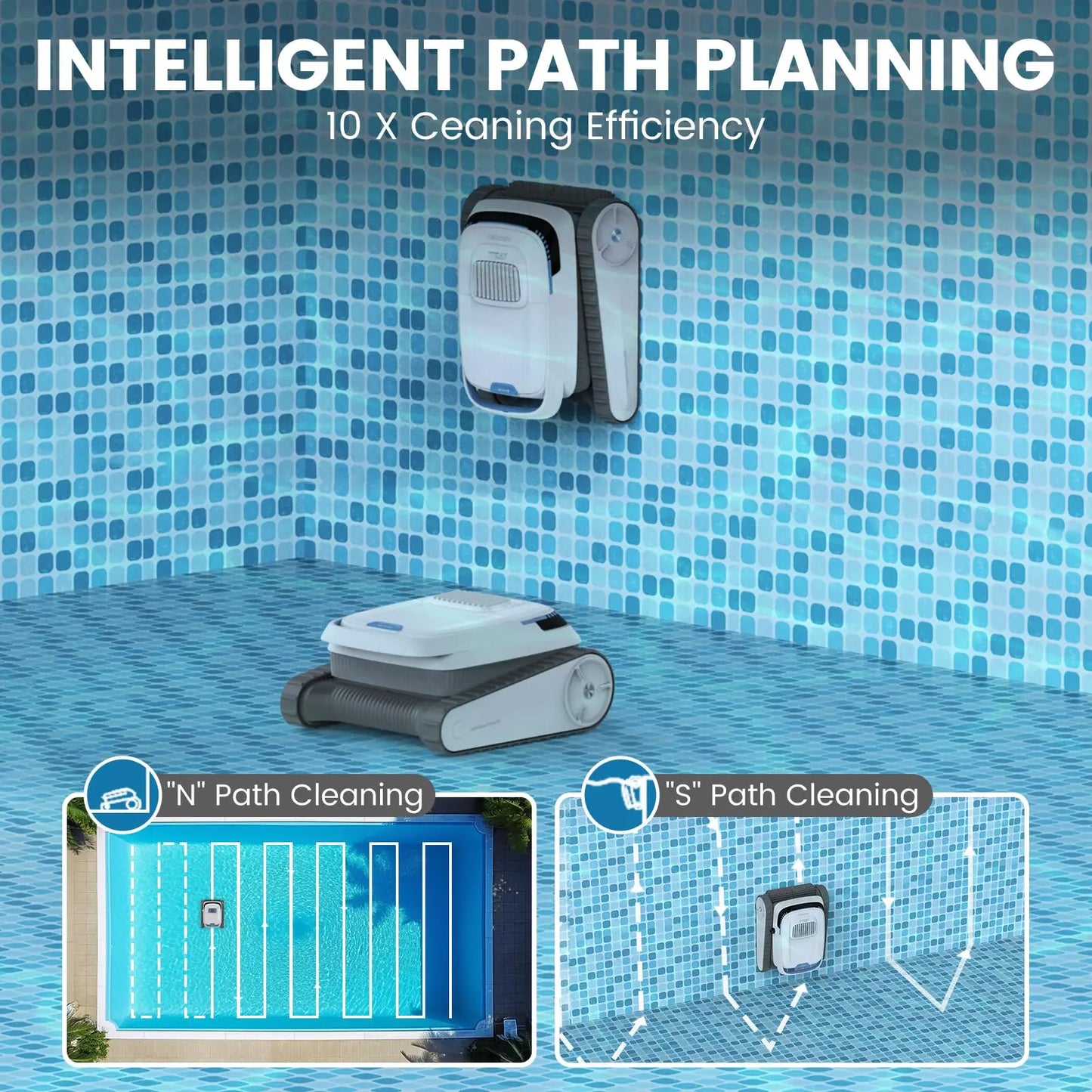 Pool Vacuum for Inground Pools, Smart Navigation Pool Cleaner Robot, Wall Climbing Pool Cleaner,120 Min Run Time