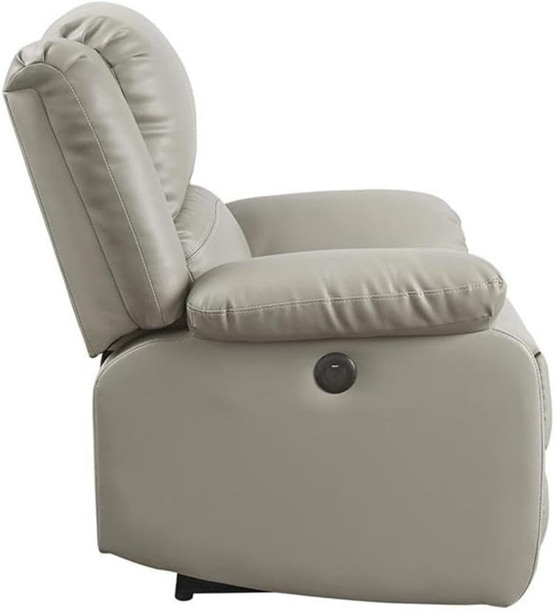 Zuriel Faux Leather Upholstered Power Motion Reclining Sofa in Beige