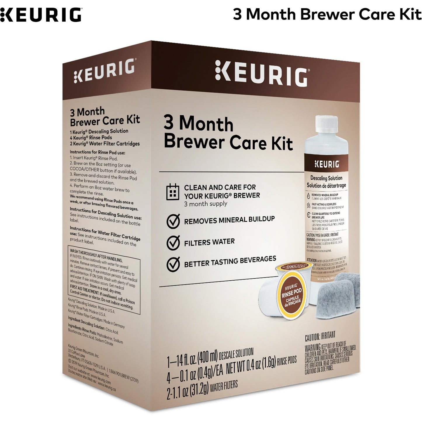 Keurig 3-Month Brewer Maintenance Kit Includes Descaling Solution, Water Filt...