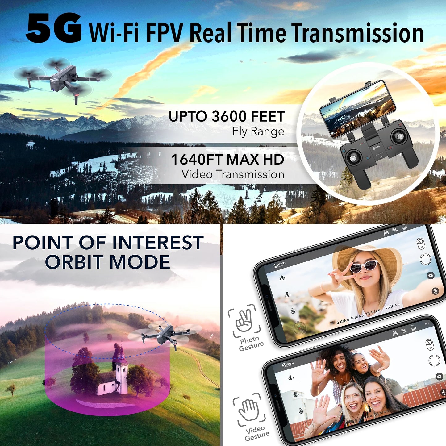 F24 PRO 4K UHD Drone, GPS, 30-Min Flight, Foldable Mini Drone, Brushless Motors, FPV, Wi-Fi, RC Quadcopter for Kids & Adults, Beginners & Enthusiasts, Carrying Case, Black