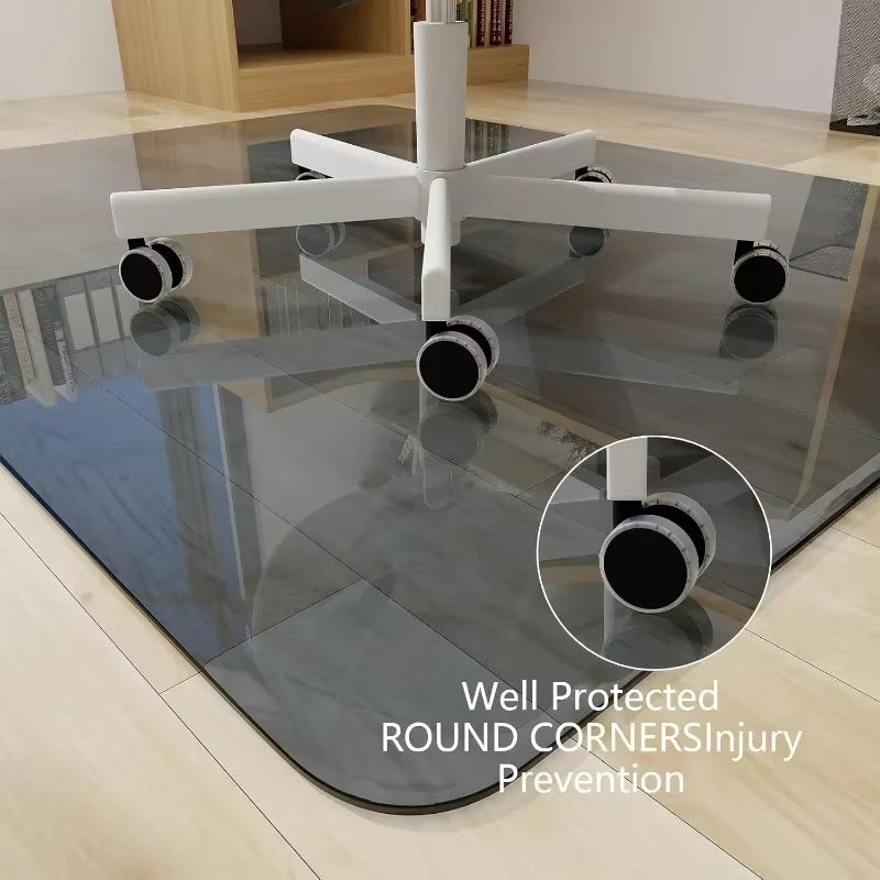 Office Chair Mat, 46" X 55" Tempered Glass Floor Mat for Office Chair on Carpet, 1/5" Thick Computer Floor Mat