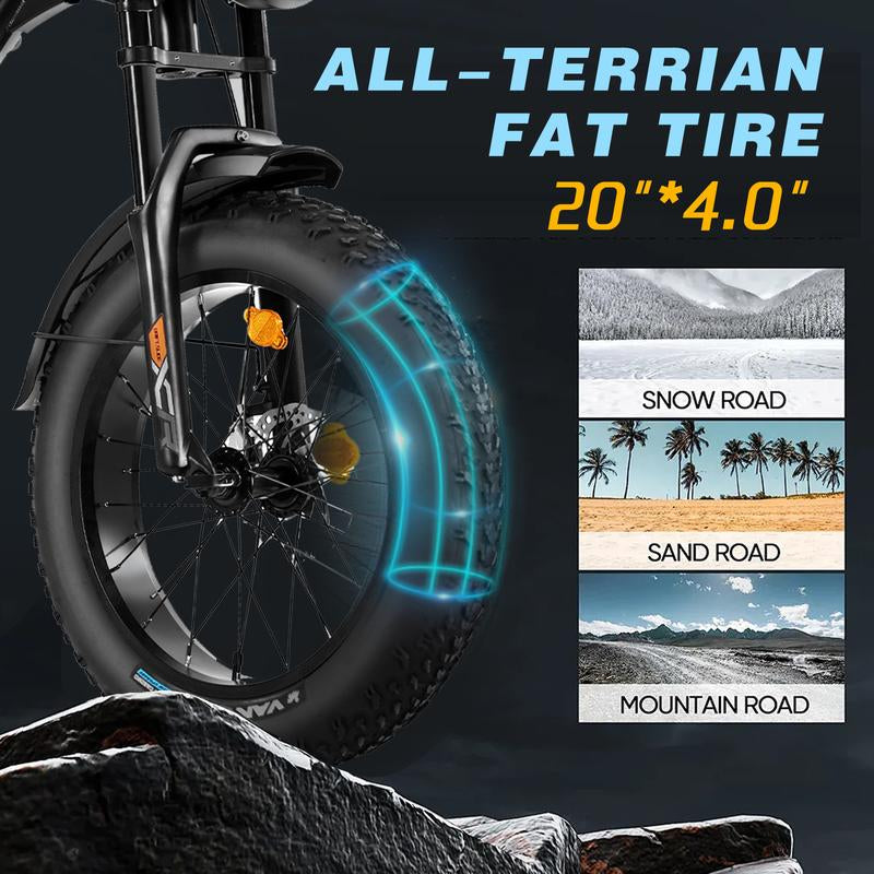 DRIFT.SLIDE 1500W Peak Power Electric Bike for Adults, 28 MPH 60 Miles Electric Moped Style Bike, 48V 20.8 Ah UL 2849 Removable Battery, 7 Speed 20" All Terrain Fat Tire Ebike (J1 Pro) Bicycle Light