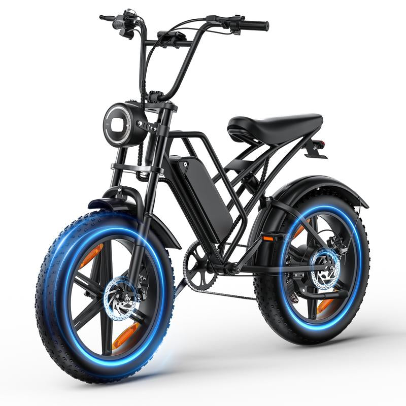 (12 MONTH WARRANTY) Electric Mountain Bike with 35 MPH in the Pure Electric Mode, Paired with Pedal Assist;15 Ah Battery; 20'' * 4'' Fat Tires; 7 Speed Gears; Eco-Friendly E-Bike for Adventure Lovers, Hunting Lovers, Urban Youths on Virous Terrains