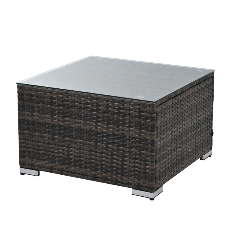 Patio Furniture, Outdoor Furniture, Seasonal PE Wicker Furniture, 4 Set Wicker Furniture with Tempered Glass Coffee Table