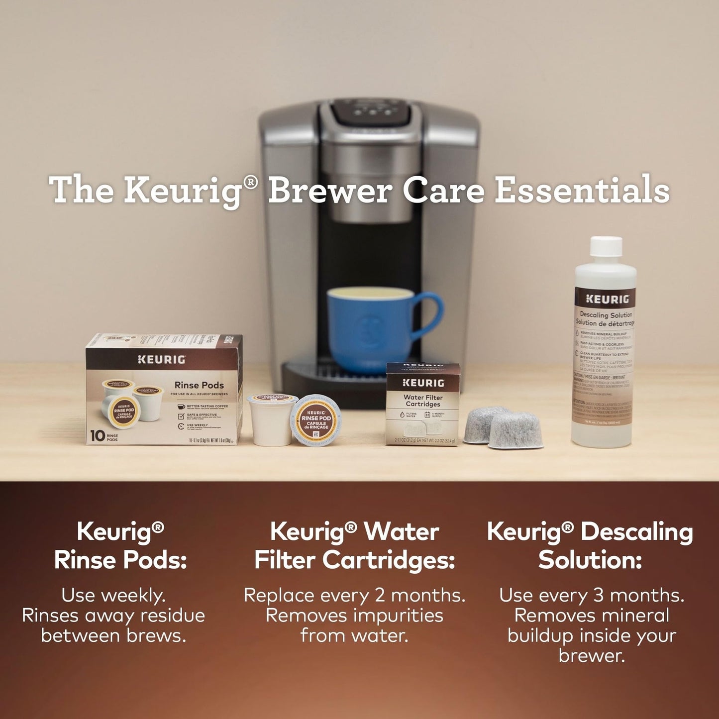 Keurig 3-Month Brewer Maintenance Kit Includes Descaling Solution, Water Filt...