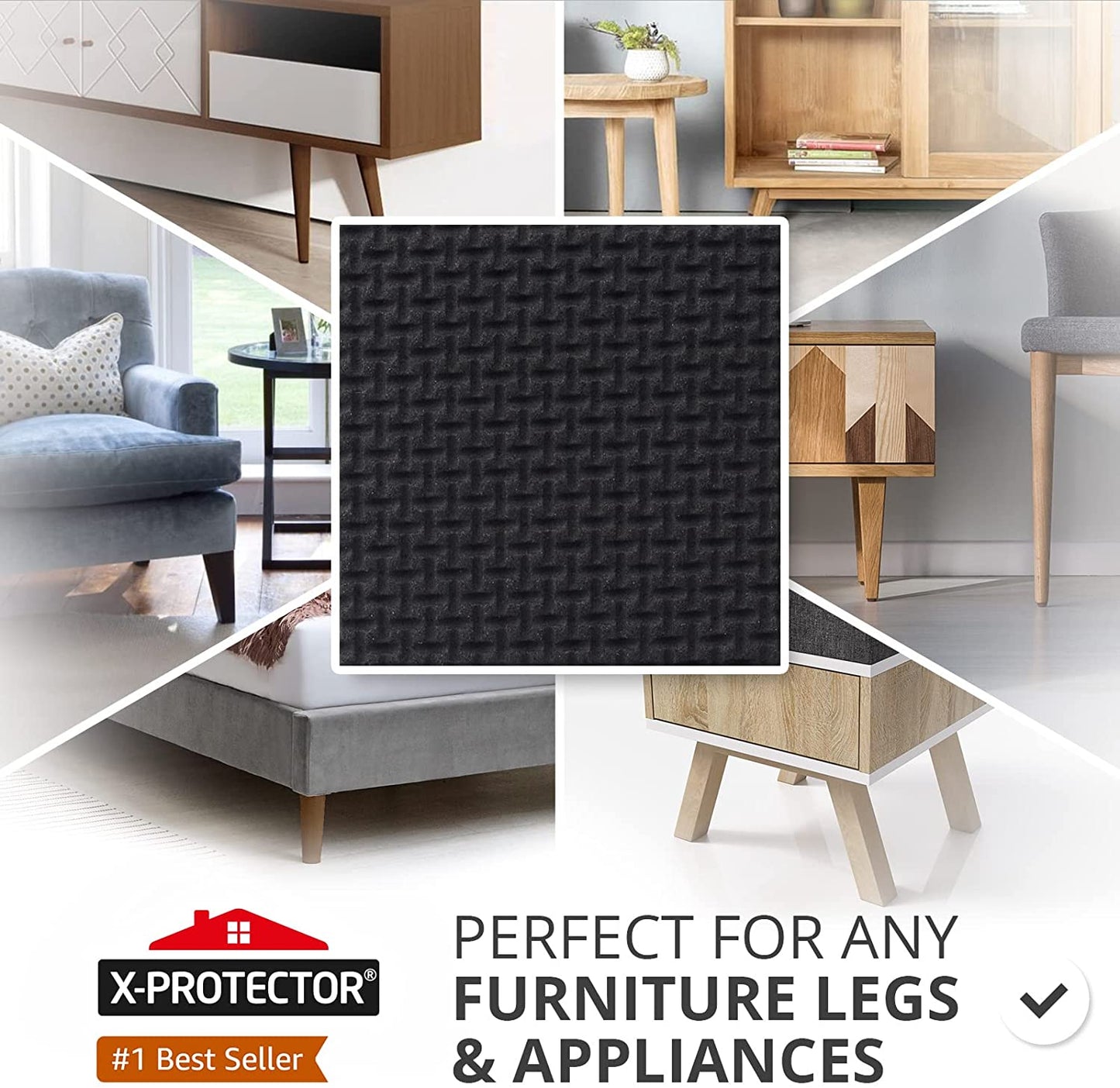 Non Slip Furniture Pads – 24 Premium Furniture Grippers 1 1/2"! Best Selfadhesive Rubber Feet Furniture Feet – Ideal Non Skid Furniture Pad Floor Protectors – Keep Furniture in Place!