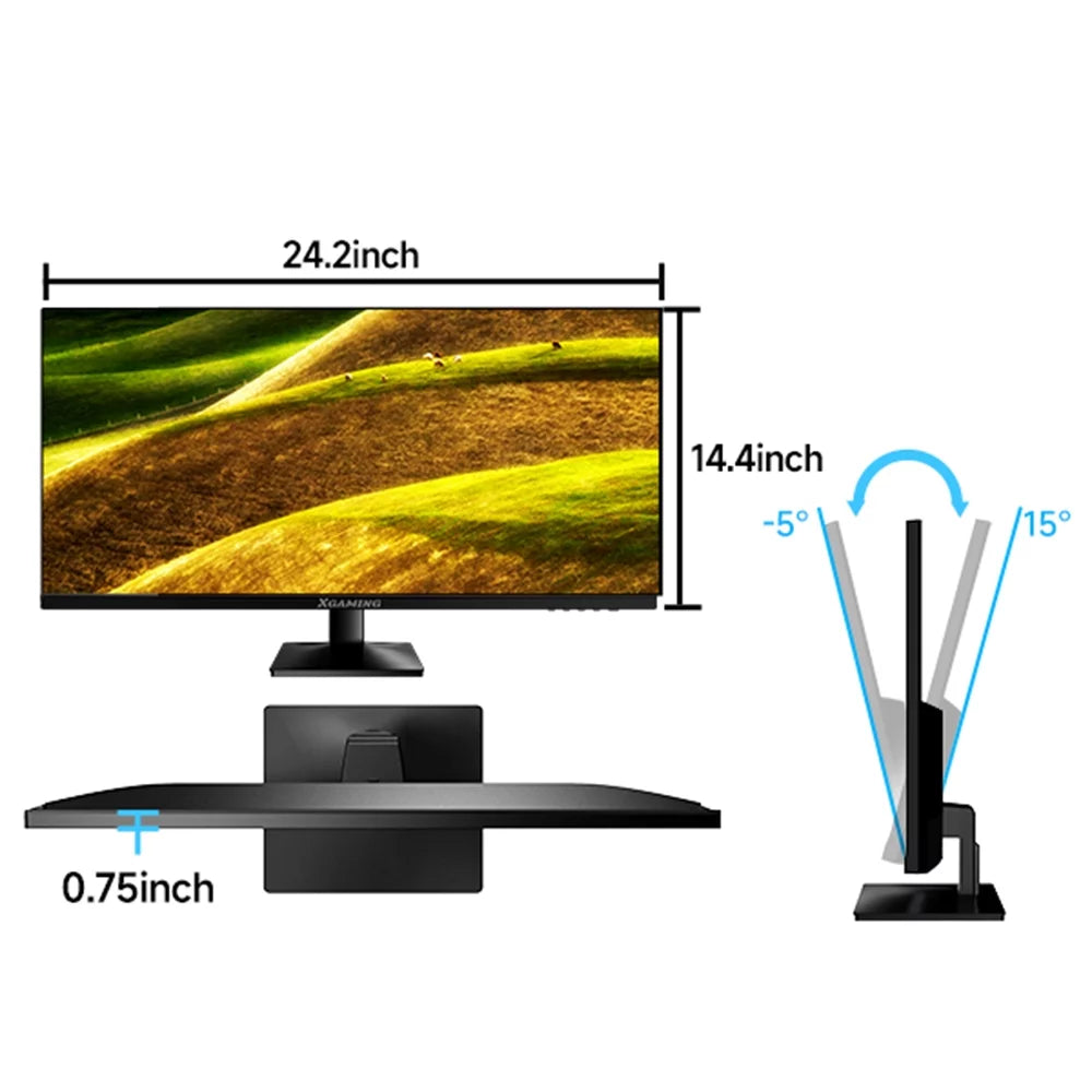 27-Inch FHD 1080P LCD Computer Monitor with Low Blue Light, Black