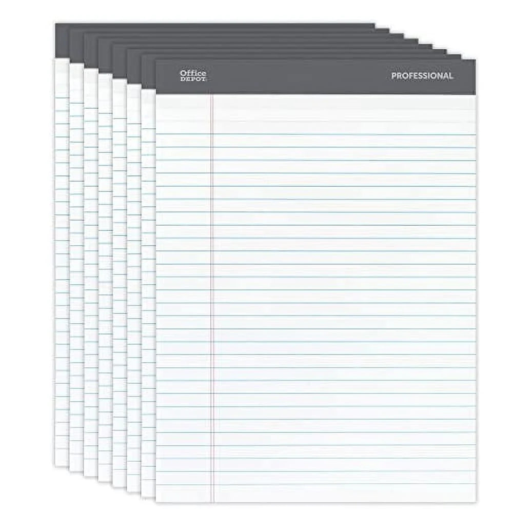 Professional Legal Pad, 8 1/2In. X 11 3/4In., Legal Ruled, 50 Sheets per Pad, White, Pack of 8 Pads, 99528