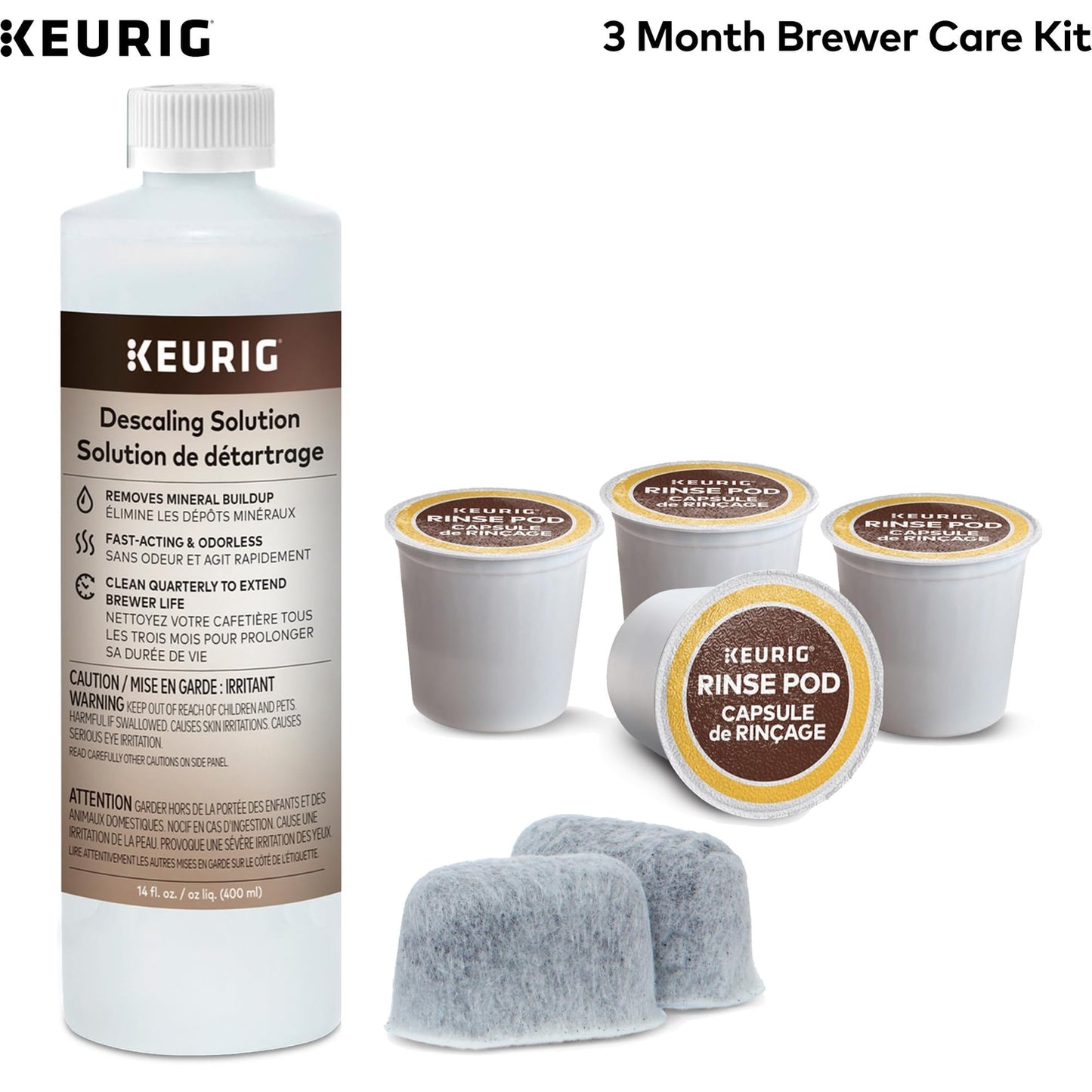 Keurig 3-Month Brewer Maintenance Kit Includes Descaling Solution, Water Filt...