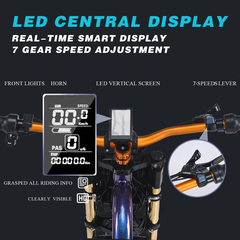 DRIFT.SLIDE 1500W Peak Power Electric Bike for Adults, 28 MPH 60 Miles Electric Moped Style Bike, 48V 20.8 Ah UL 2849 Removable Battery, 7 Speed 20" All Terrain Fat Tire Ebike (J1 Pro) Bicycle Light