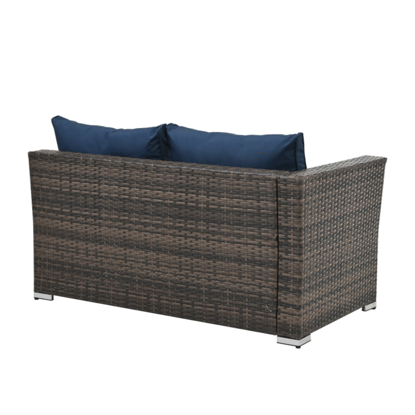 Patio Furniture, Outdoor Furniture, Seasonal PE Wicker Furniture, 4 Set Wicker Furniture with Tempered Glass Coffee Table