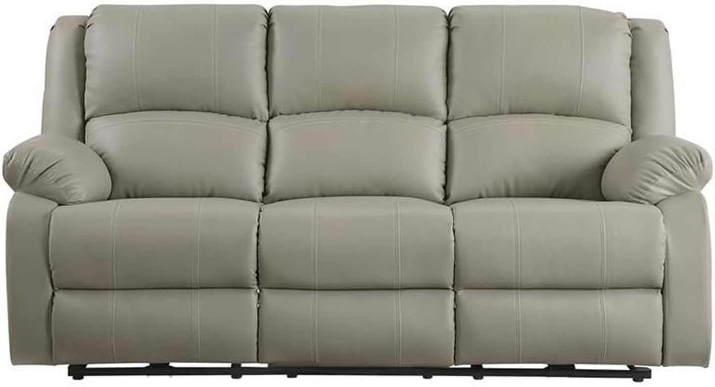 Zuriel Faux Leather Upholstered Power Motion Reclining Sofa in Beige