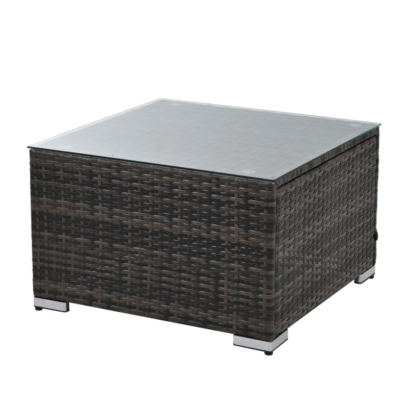Patio Furniture, Outdoor Furniture, Seasonal PE Wicker Furniture, 4 Set Wicker Furniture with Tempered Glass Coffee Table