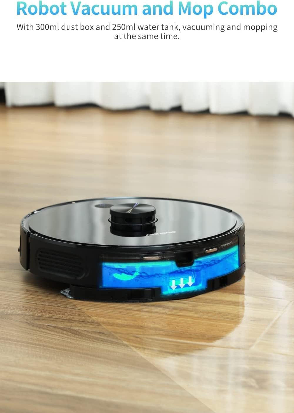 T10+ Robot Vacuum and Mop with Auto Dirt Disposal, Lidar Navigation, Compatible with Alexa and Google Assistant, 250Min Runtime, Max 2700Pa Strong Suction for Pet Hair, Hard Floor, Carpet