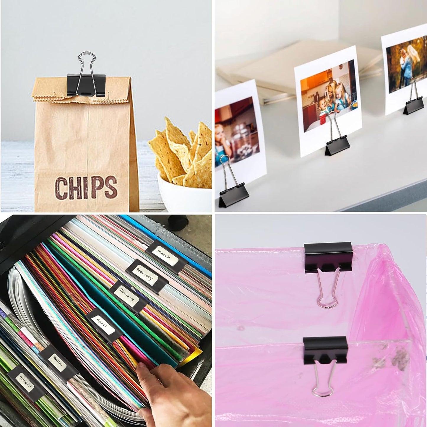 Large Binder Clips, 1.6 Inch Length, (24 Pcs) Big Binder Clips Paper Clamps for Office