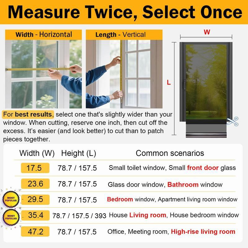 Daytime Privacy Window Film- One Way Mirror, Anti-Uv & Heat Control for Home and Óffice, Static Cling Easy Install,Uv Sun Blocking, Black,17.5 Inch X6.5 Feet