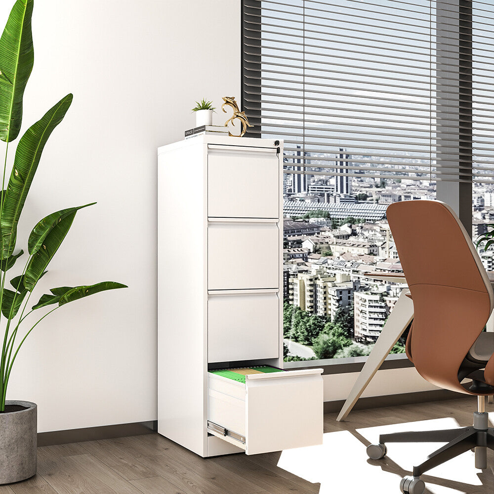 Metal 4 Drawer File Cabinet Vertical Lockable Storage Filing Organizer Office