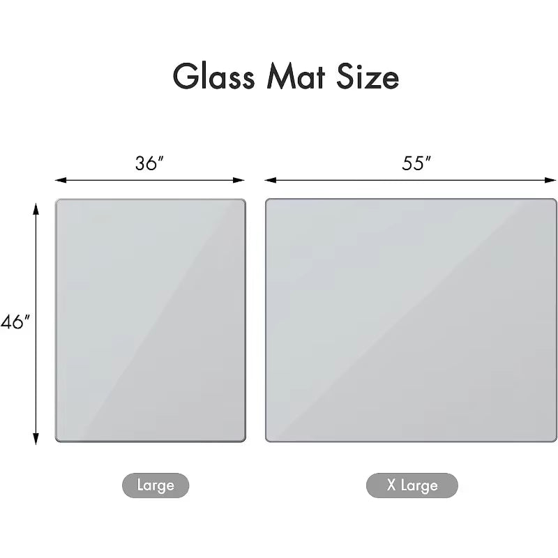 Office Chair Mat, 46" X 55" Tempered Glass Floor Mat for Office Chair on Carpet, 1/5" Thick Computer Floor Mat