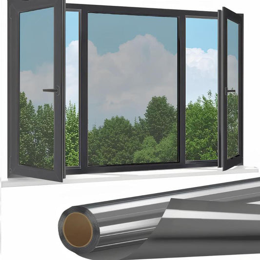 Daytime Privacy Window Film- One Way Mirror, Anti-Uv & Heat Control for Home and Óffice, Static Cling Easy Install,Uv Sun Blocking, Black,17.5 Inch X6.5 Feet