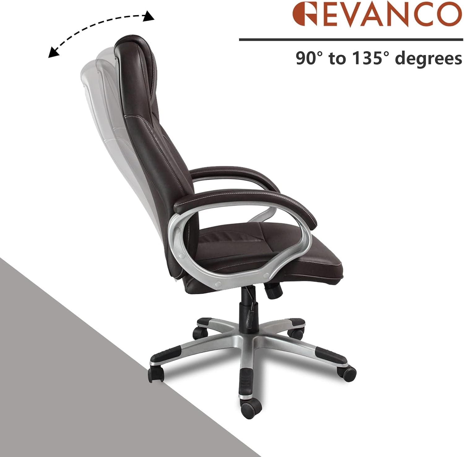 Executive Home Office Chair - Ergonomic Design, Modern, High Back, PU Leather, for Manager Office, Home Office - Brown