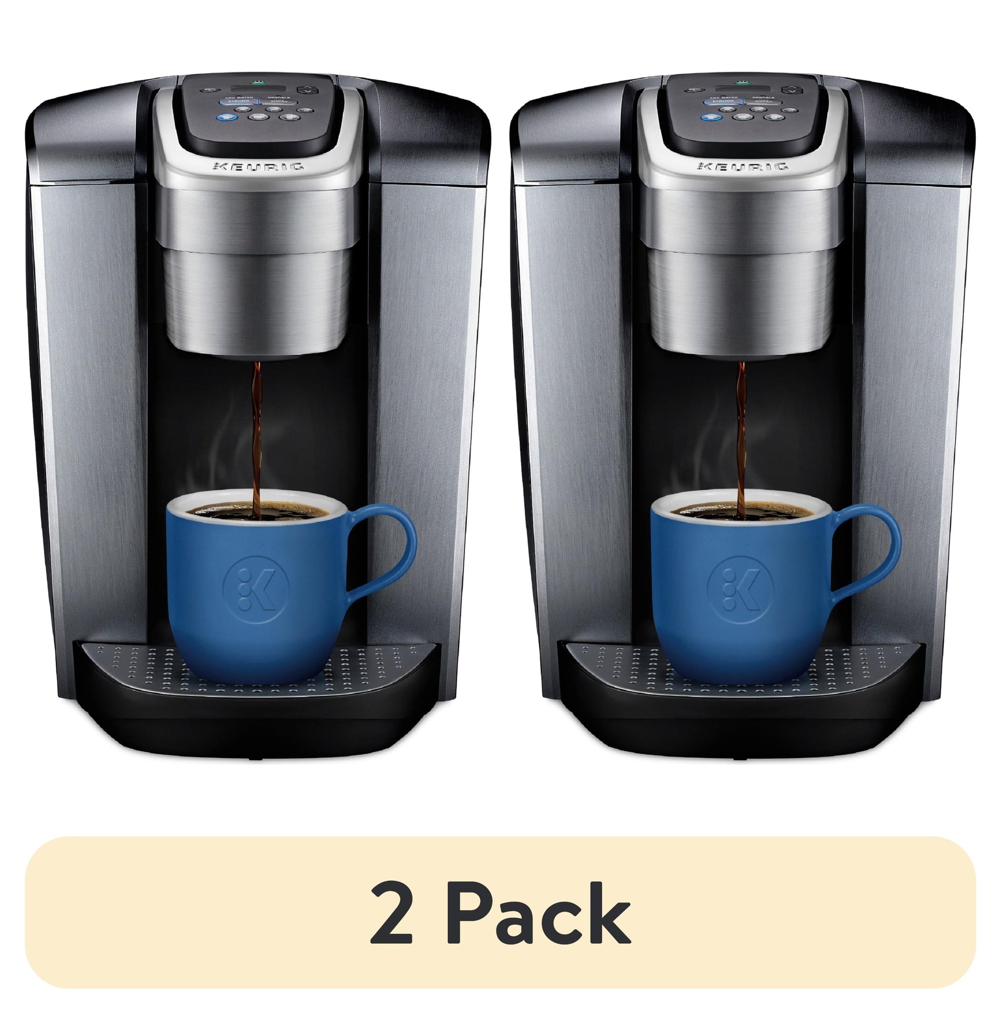 (2 Pack)  K-Elite Single-Serve K-Cup Pod Coffee Maker, Brushed Silver