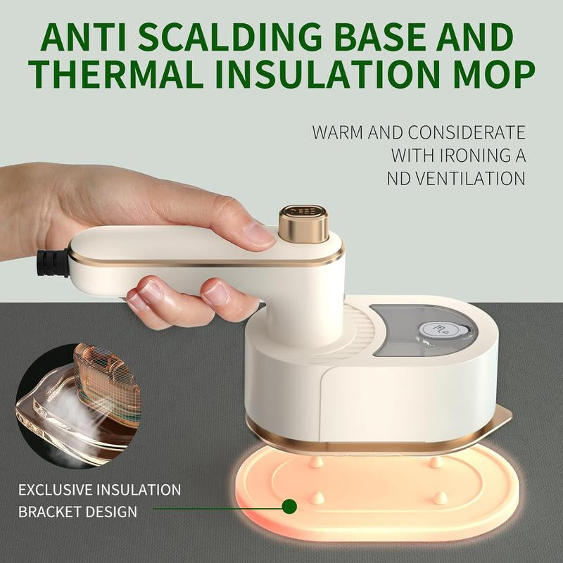2025 Upgraded Mini Travel Lron for Clothes -Portable Handheld Steamlron with Wet & Dry Lroning for Home, Business & Travel (Beige/Green)