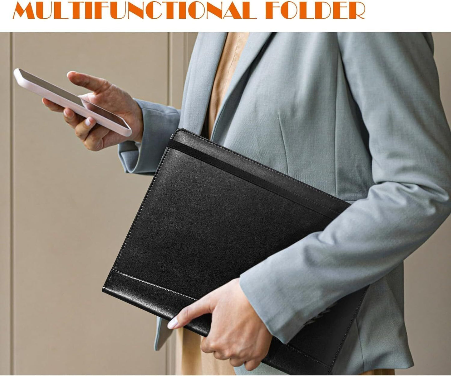 Leather Padfolio Business Portfolio Notebook Binder Office Organizer & Writing