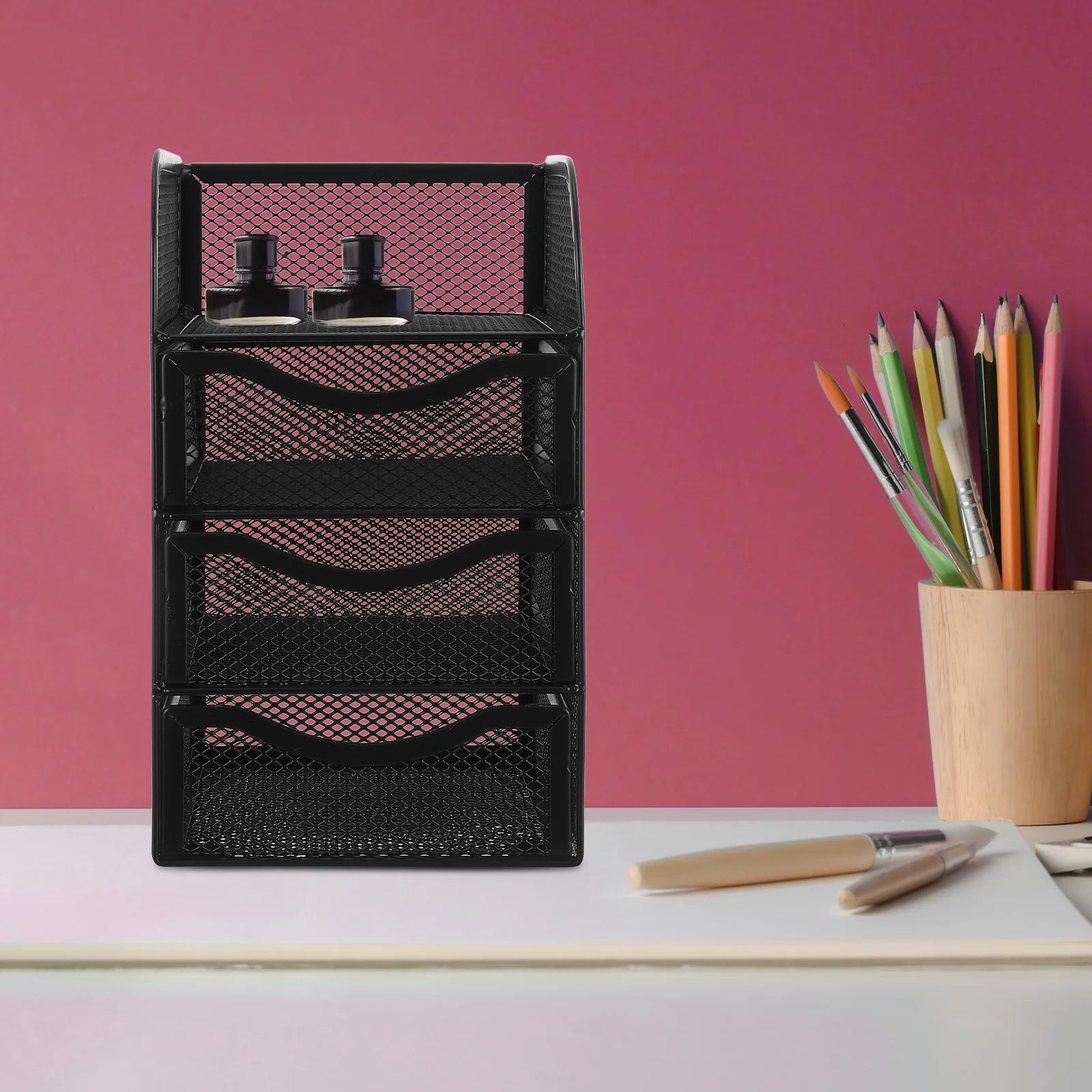 Office Desk Storage Rack Box Organizers Accessories Mesh Desktop Supplies