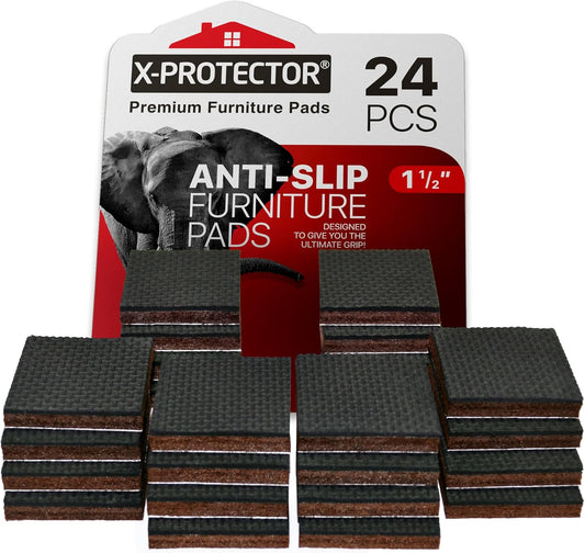 Non Slip Furniture Pads – 24 Premium Furniture Grippers 1 1/2"! Best Selfadhesive Rubber Feet Furniture Feet – Ideal Non Skid Furniture Pad Floor Protectors – Keep Furniture in Place!