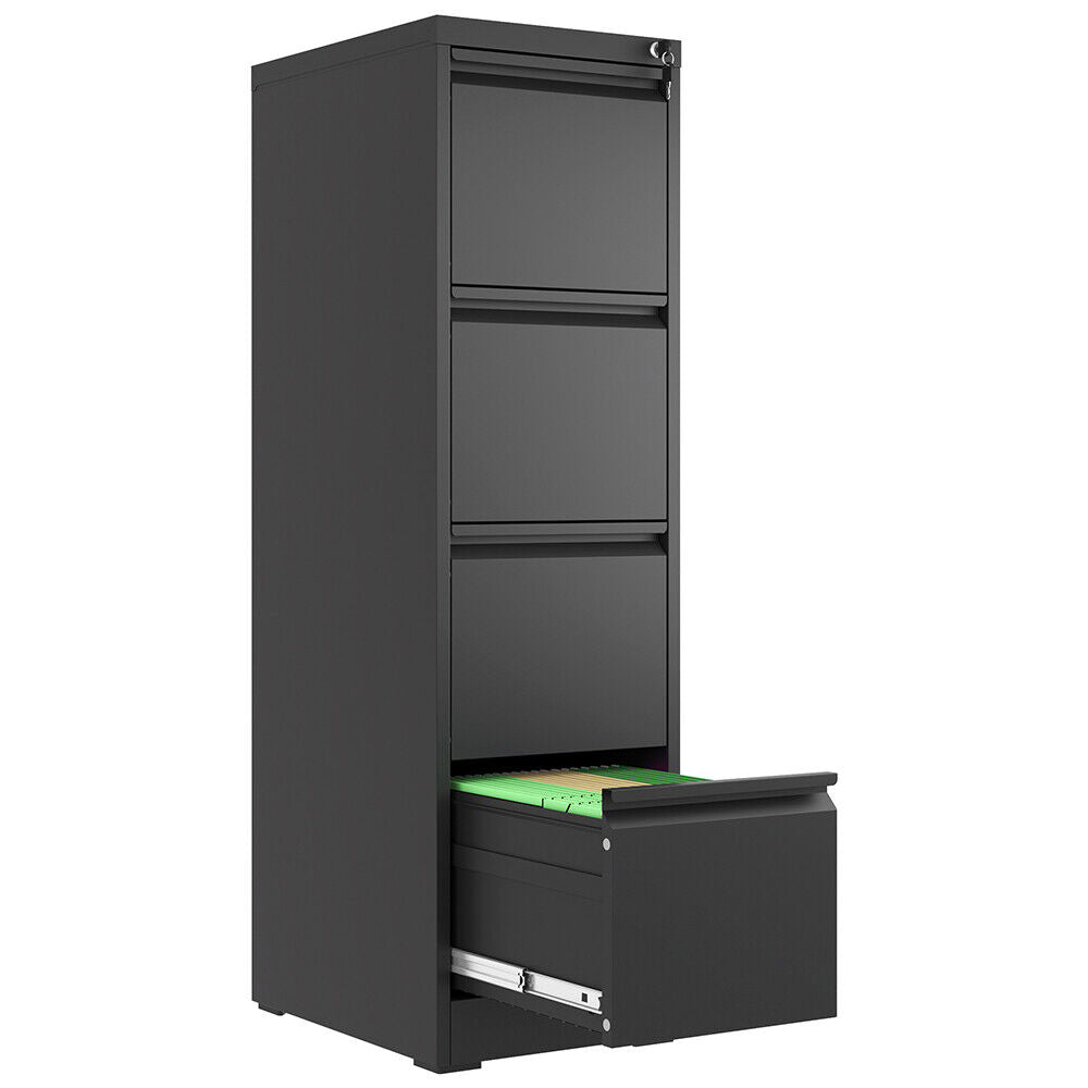 Metal 4 Drawer File Cabinet Vertical Lockable Storage Filing Organizer Office