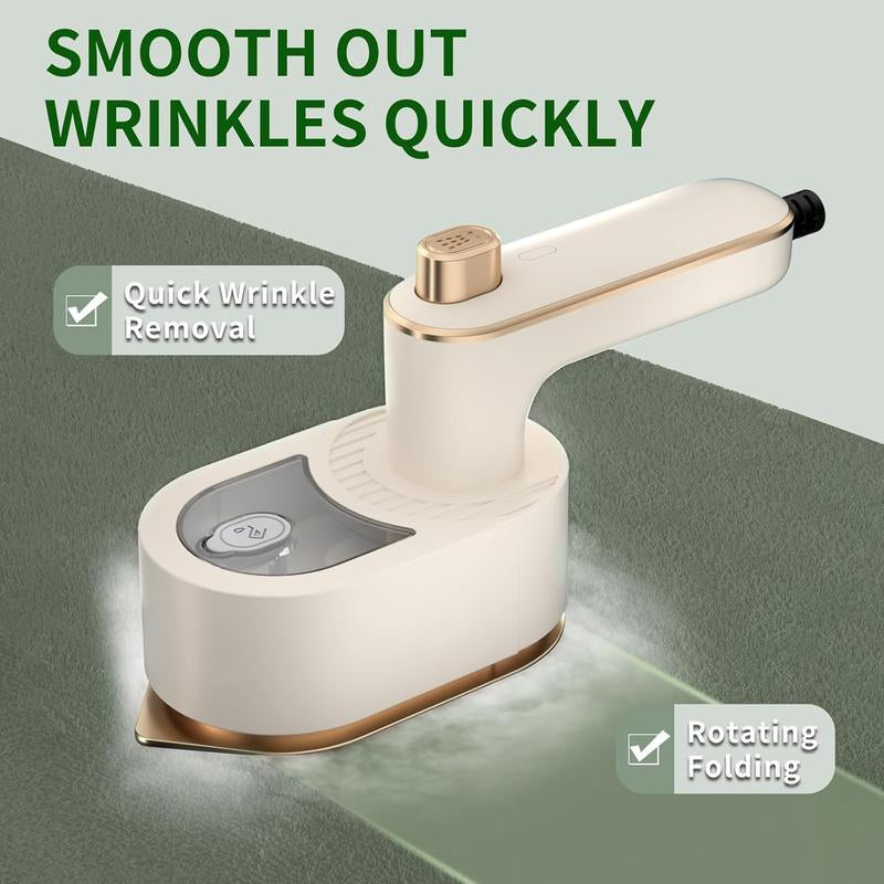 2025 Upgraded Mini Travel Lron for Clothes -Portable Handheld Steamlron with Wet & Dry Lroning for Home, Business & Travel (Beige/Green)