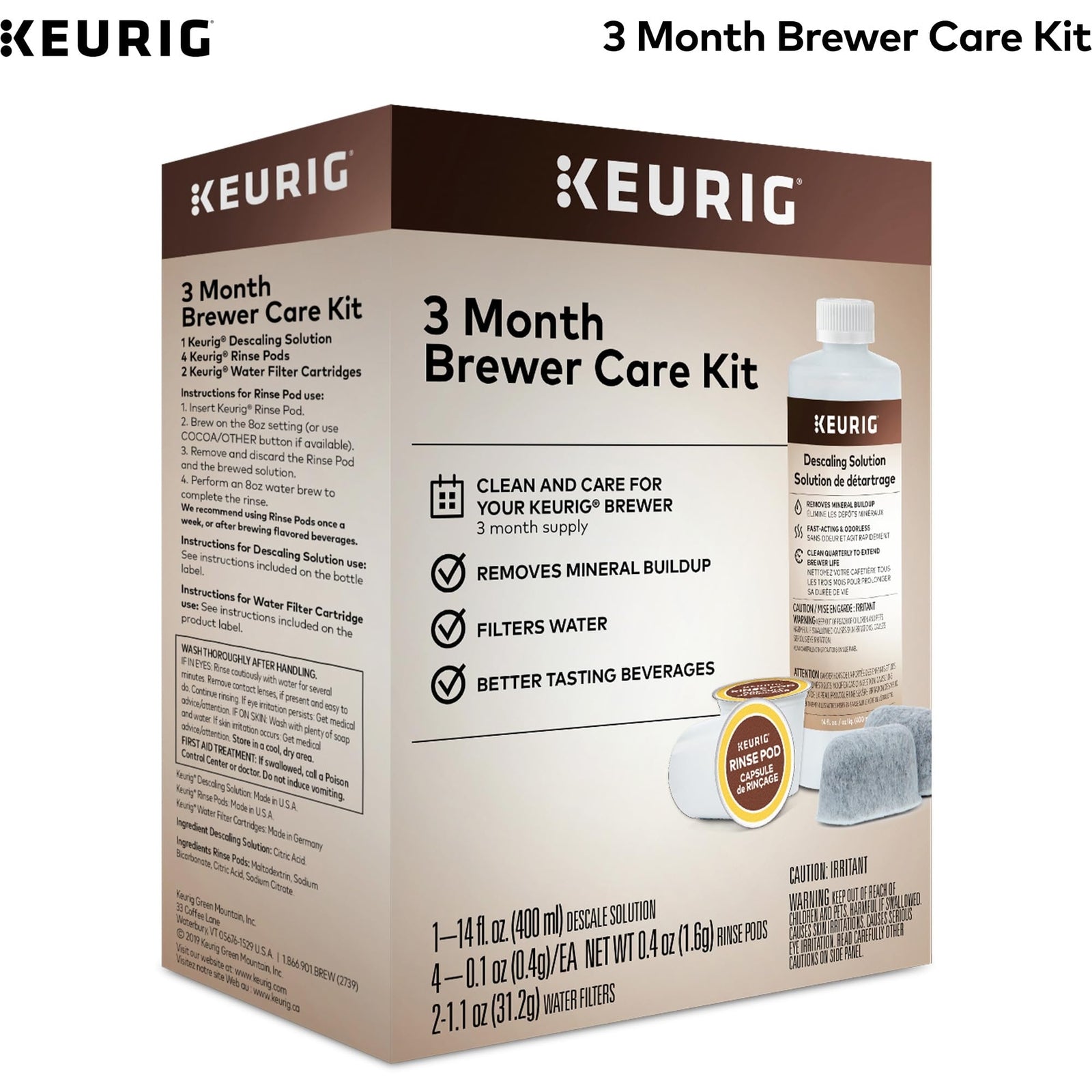 Keurig 3-Month Brewer Maintenance Kit Includes Descaling Solution, Water Filt...