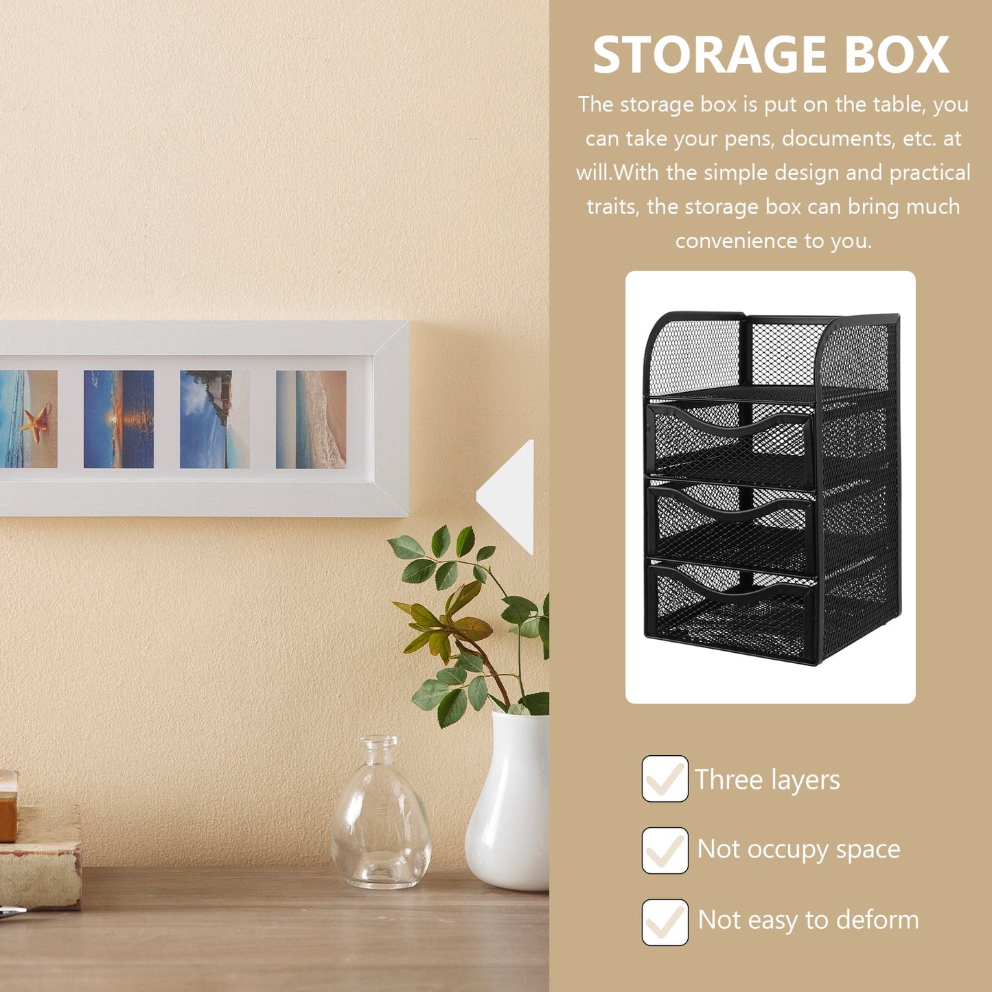 Office Desk Storage Rack Box Organizers Accessories Mesh Desktop Supplies