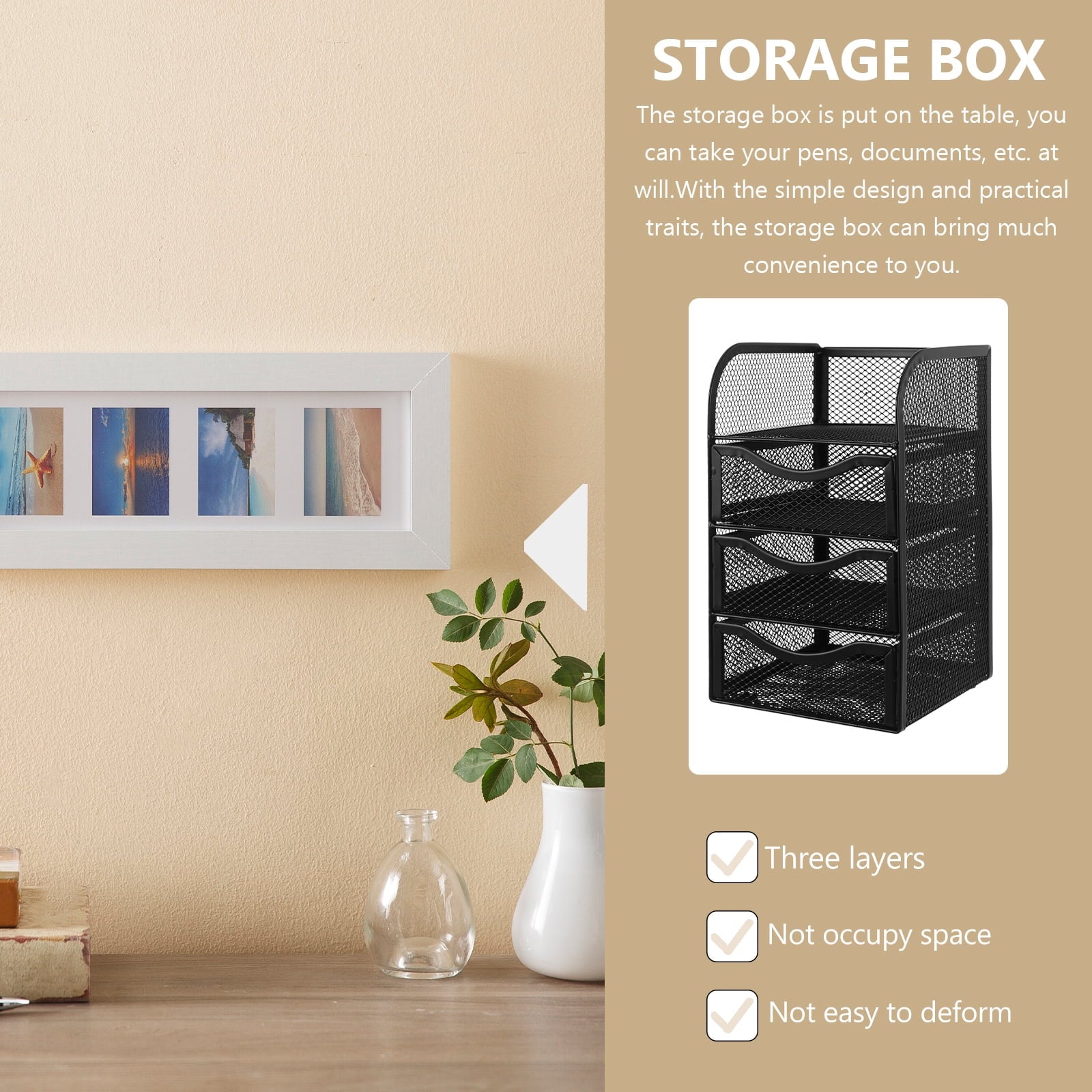 Office Desk Storage Rack Box Organizers Accessories Mesh Desktop Supplies